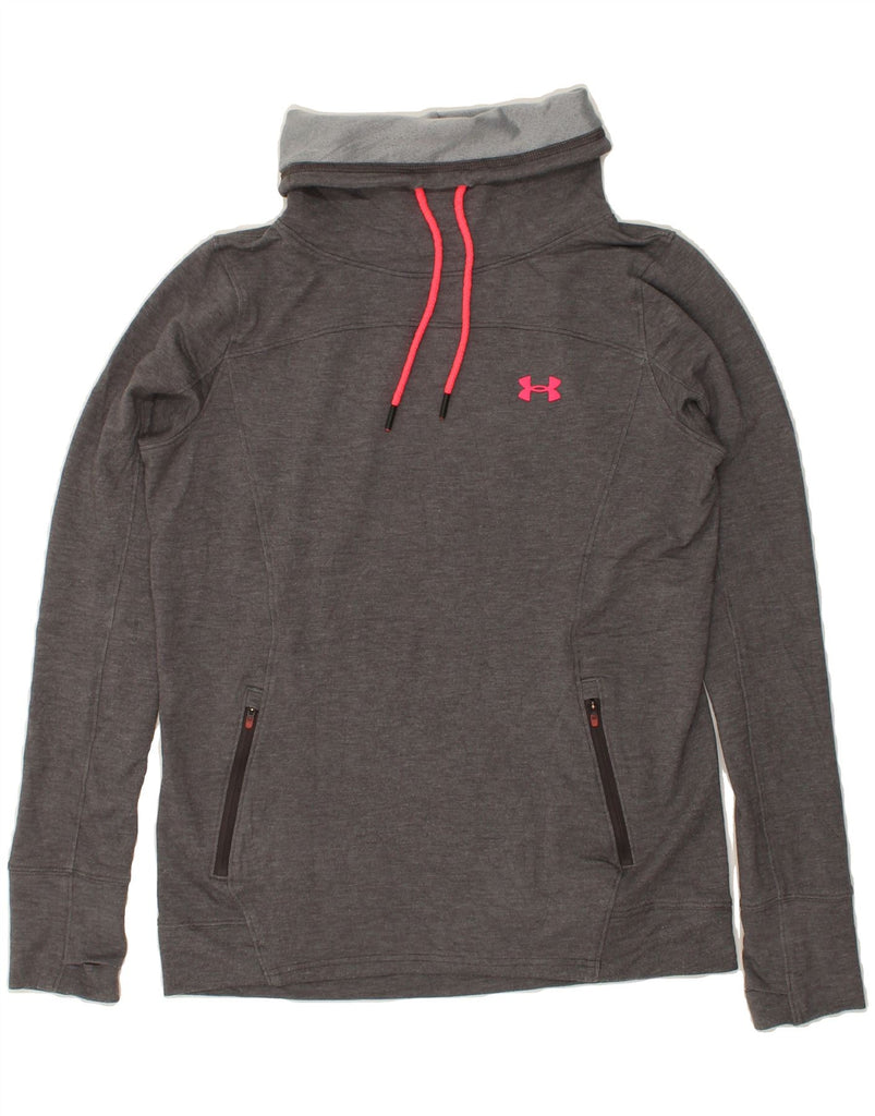 UNDER ARMOUR Womens Roll Neck Sweatshirt Jumper UK 14 Medium Grey | Vintage Under Armour | Thrift | Second-Hand Under Armour | Used Clothing | Messina Hembry 