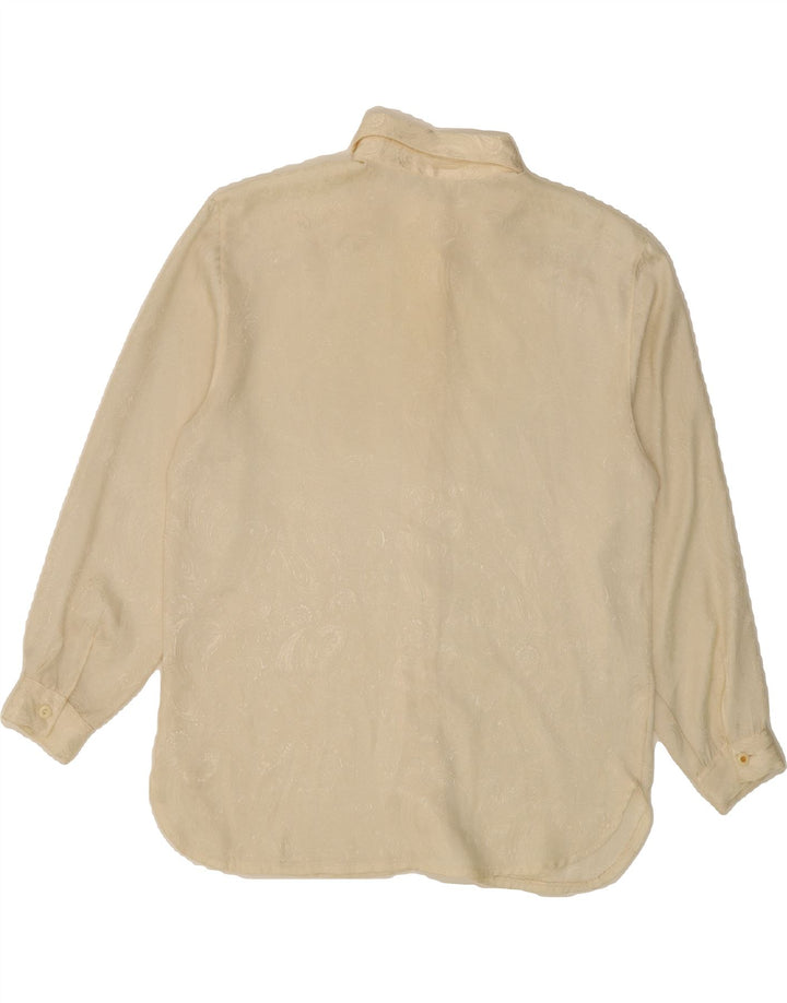 VINTAGE Womens Oversized Shirt Blouse UK 10 Small Off White Paisley Vintage Vintage and Second-Hand Vintage from Messina Hembry 