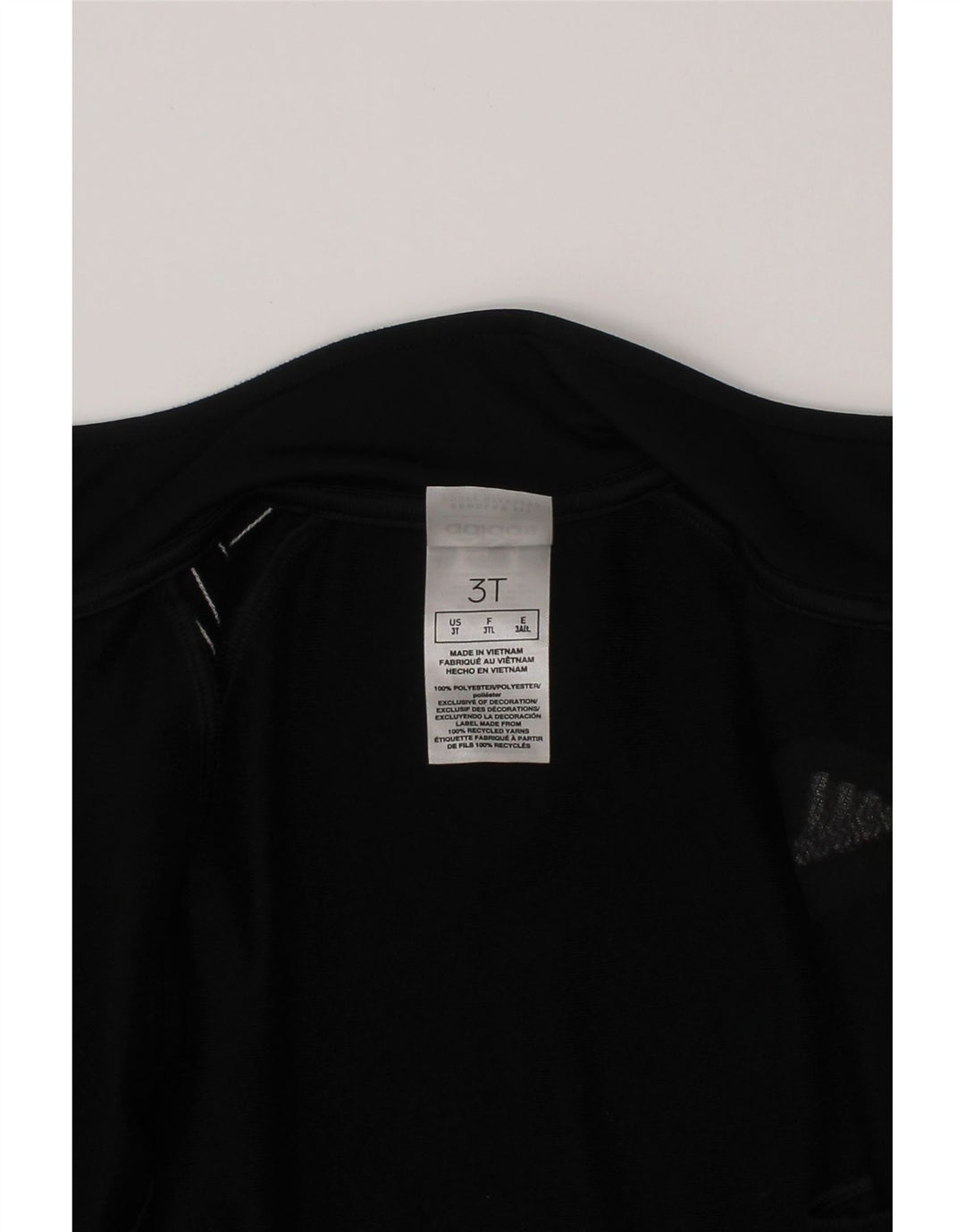 Adidas Boys Tracksuit Top Jacket 2-3 Years Black Polyester