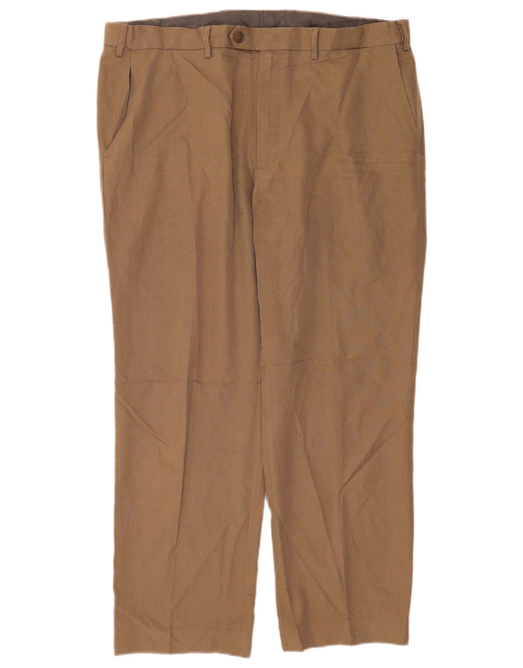 Marks & Spencer Mens Regular Fit Suit Trousers W38 L29 Beige Polyester