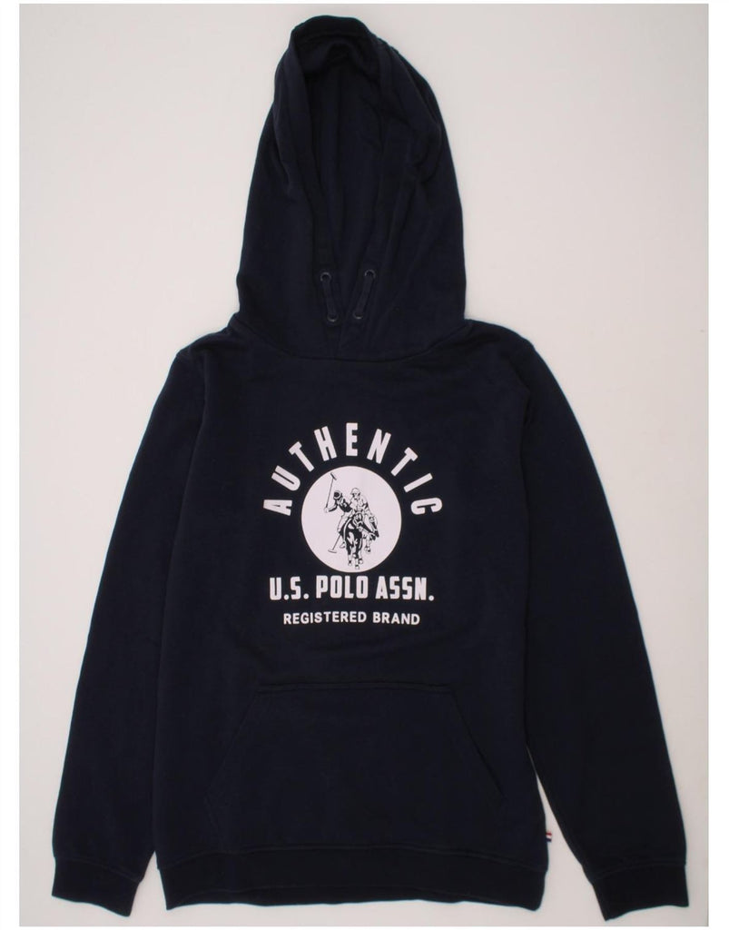 U.S. POLO ASSN. Boys Graphic Hoodie Jumper 14-15 Years Navy Blue Cotton Vintage U.S. Polo Assn. and Second-Hand U.S. Polo Assn. from Messina Hembry 