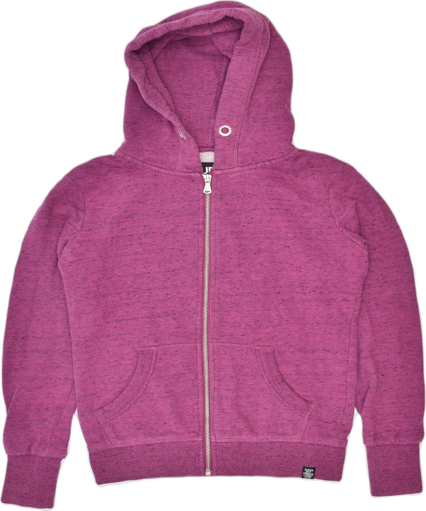 SUPERDRY Womens Orange Label Zip Hoodie Sweater UK 6 XS Pink Flecked | Vintage | Thrift | Second-Hand | Used Clothing | Messina Hembry 