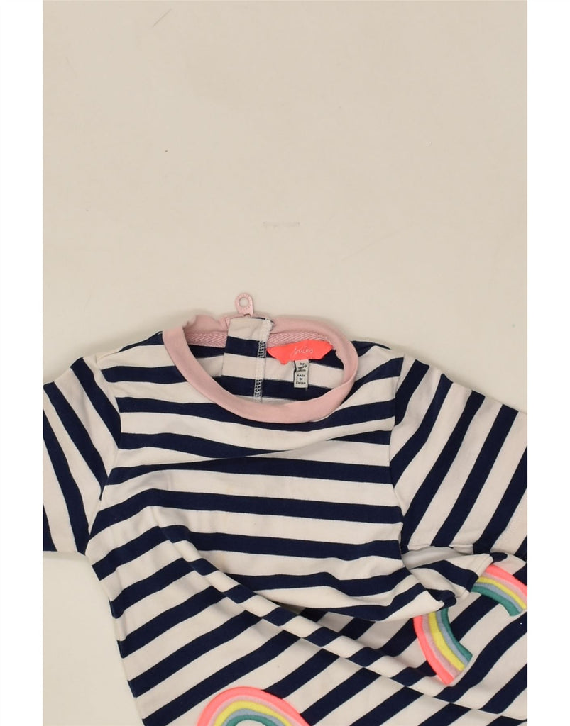 JOULES Girls T-Shirt Dress 3-4 Years Navy Blue Striped Cotton | Vintage Joules | Thrift | Second-Hand Joules | Used Clothing | Messina Hembry 