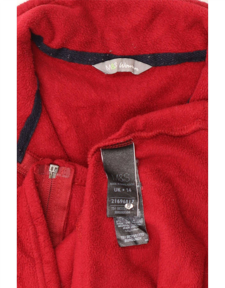 Marks & Spencer Womens Fleece Jacket UK 14 Medium Burgundy Polyester