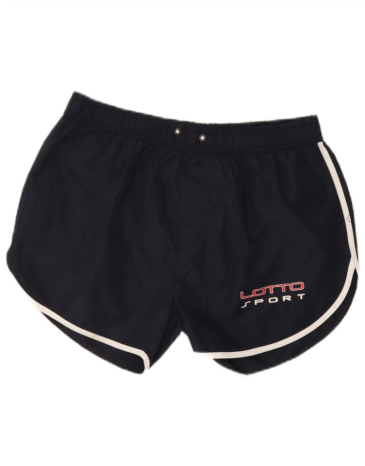 Lotto Womens Graphic Sport Shorts UK 14 Large Navy Blue Polyester