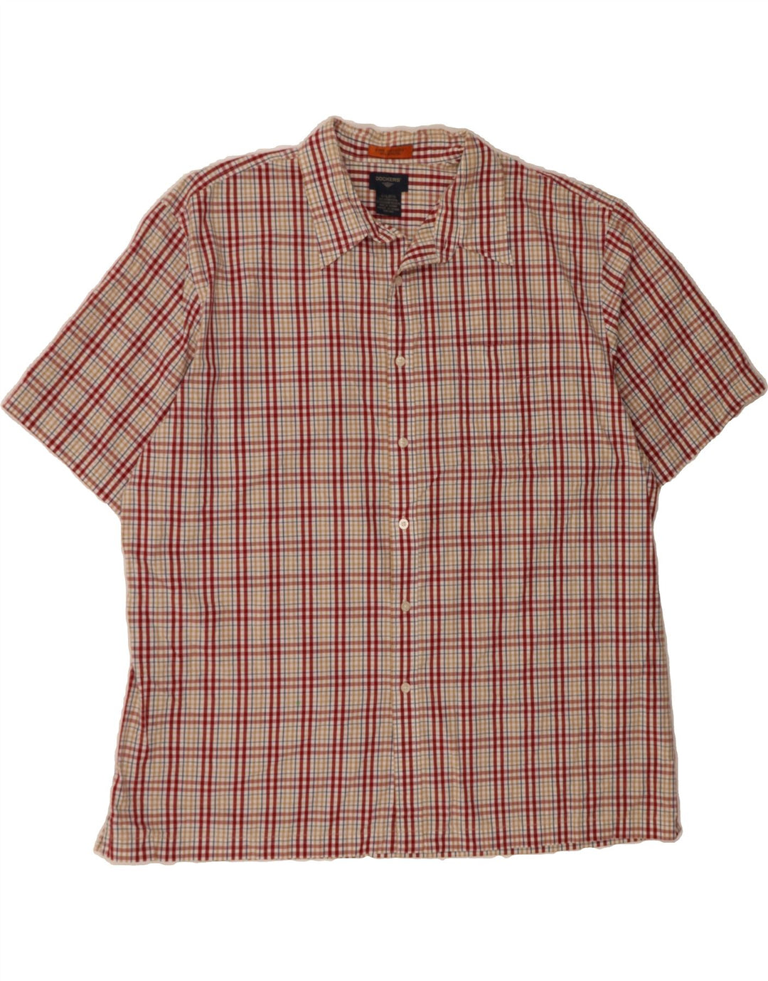 DOCKERS Mens Short Sleeve Shirt 2XL Red Check Cotton Vintage Dockers and Second-Hand Dockers from Messina Hembry 