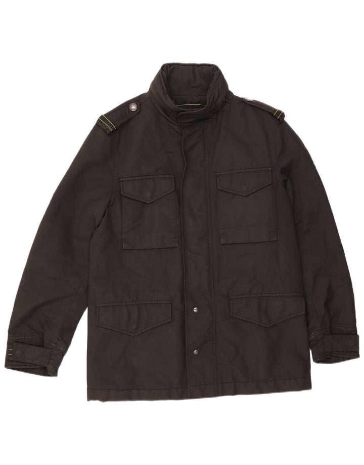 GAS Mens Military Jacket UK 38 Medium Black Cotton