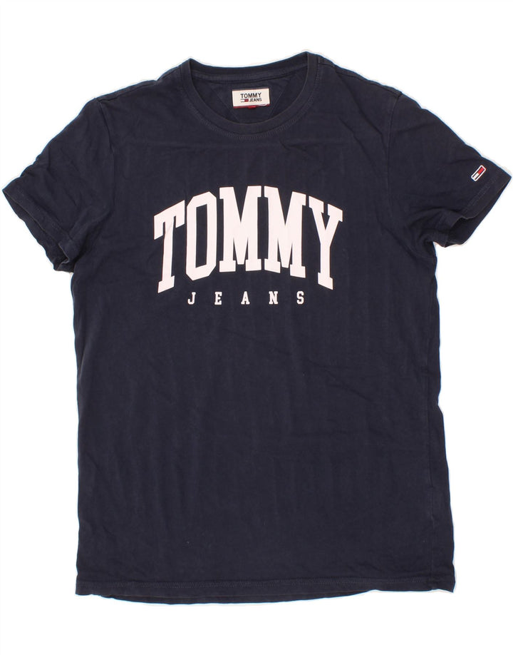 TOMMY HILFIGER Mens Graphic T-Shirt Top Medium Navy Blue Cotton Vintage Tommy Hilfiger and Second-Hand Tommy Hilfiger from Messina Hembry 