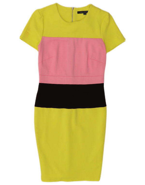 French Connection Womens Sheath Dress UK 10 Small Yellow Colourblock