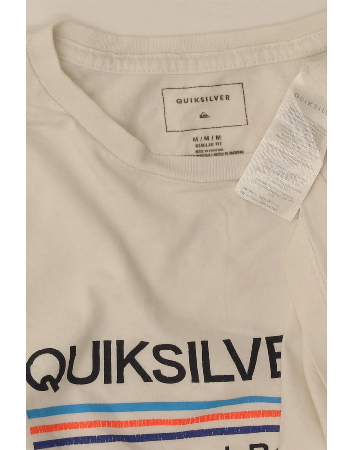 Quiksilver Mens Regular Fit Graphic T-Shirt Top Medium White Cotton
