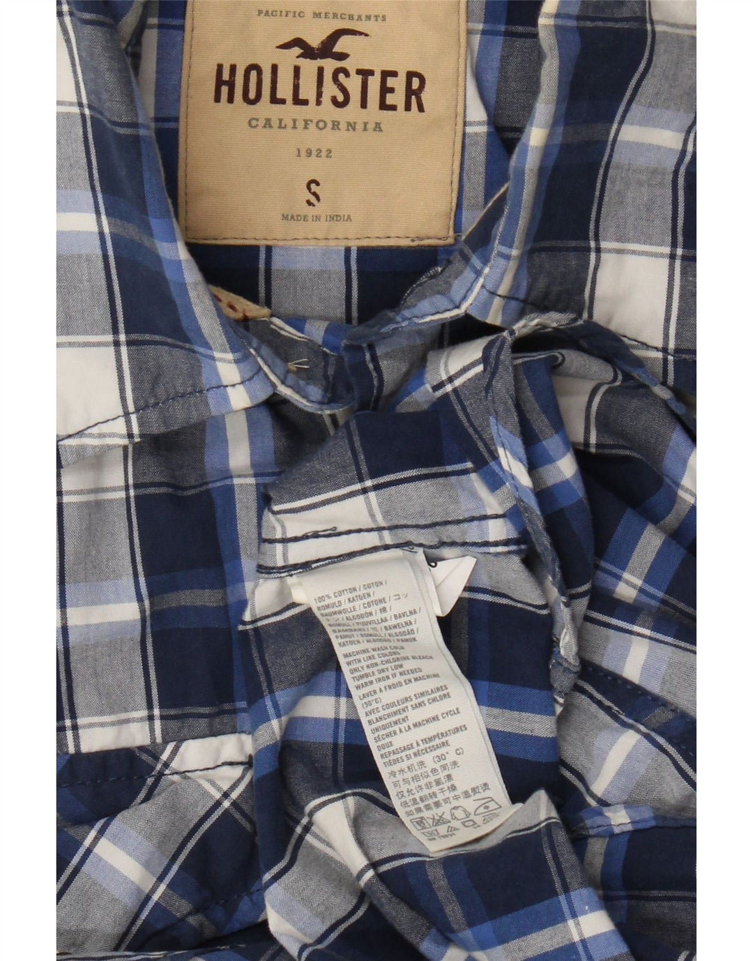 Hollister Mens Shirt Small Blue Check Cotton