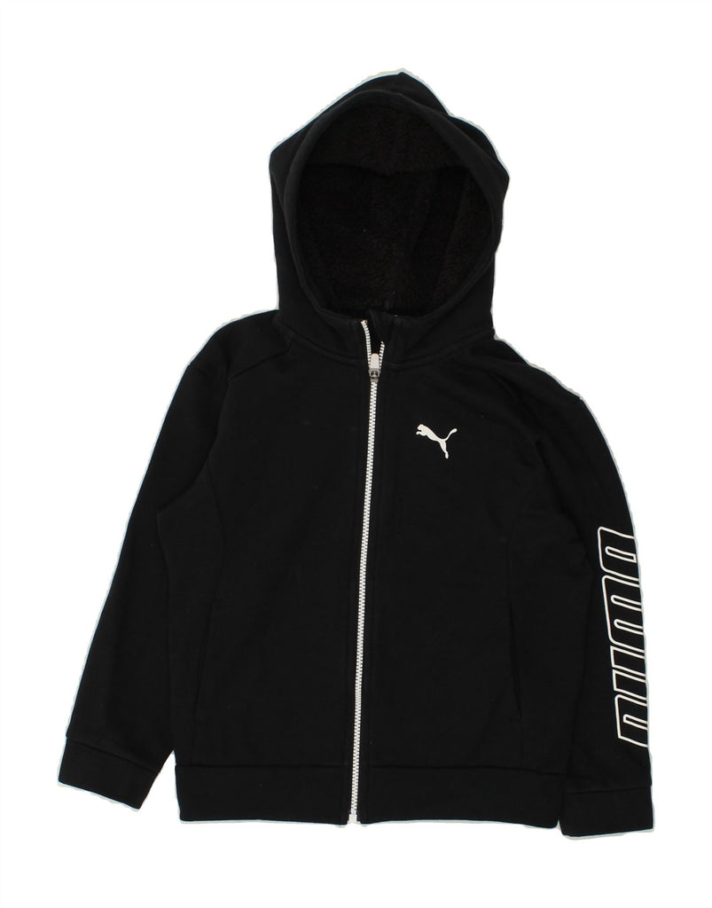 PUMA Boys Graphic Zip Hoodie Sweater 9-10 Years Black Cotton | Vintage Puma | Thrift | Second-Hand Puma | Used Clothing | Messina Hembry 