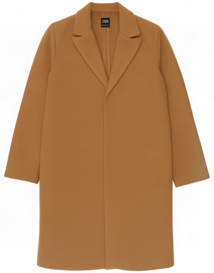 Zara Womens Open Overcoat UK 14 Medium Beige Polyester
