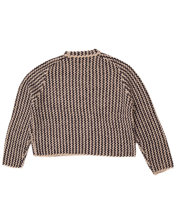 Massimo Dutti Womens Crop Crew Neck Jumper Sweater UK 10 Small Off White