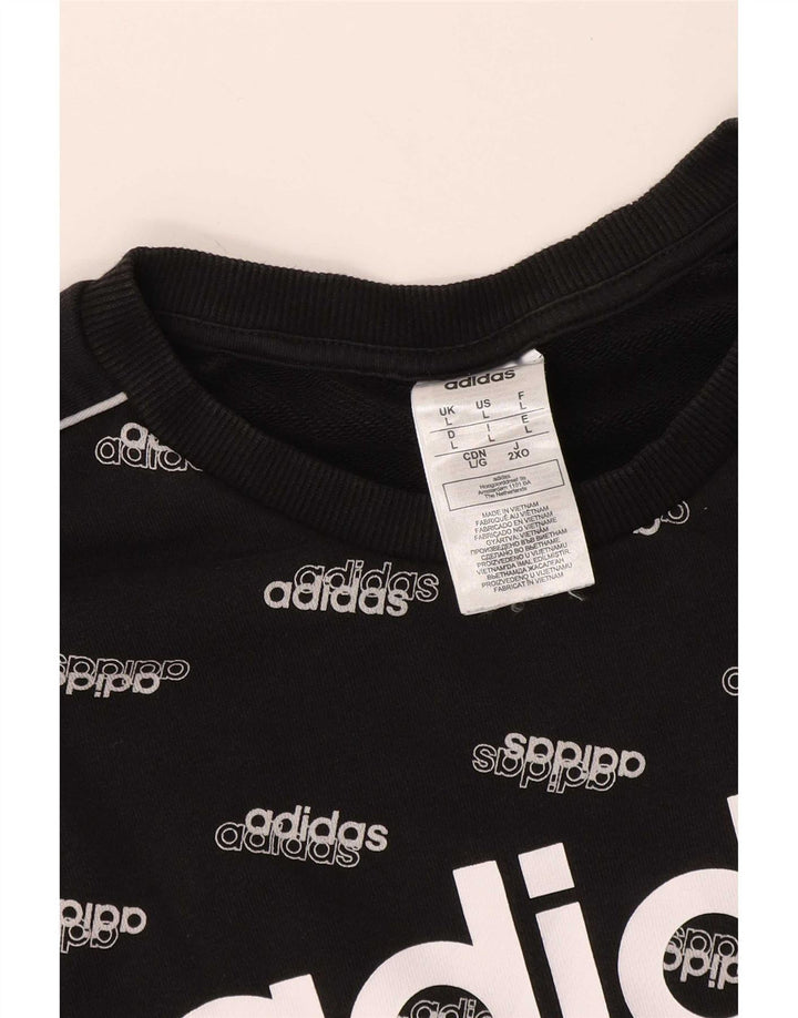 Adidas Mens Graphic Sweatshirt Jumper Large Black Cotton