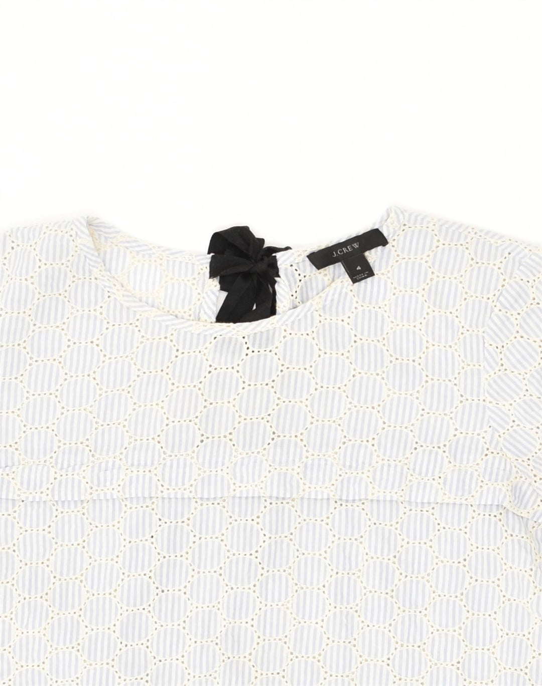 J. CREW Womens Bow Tie Blouse Top US 4 Small Grey Striped Cotton | Vintage J. Crew | Thrift | Second-Hand J. Crew | Used Clothing | Messina Hembry 