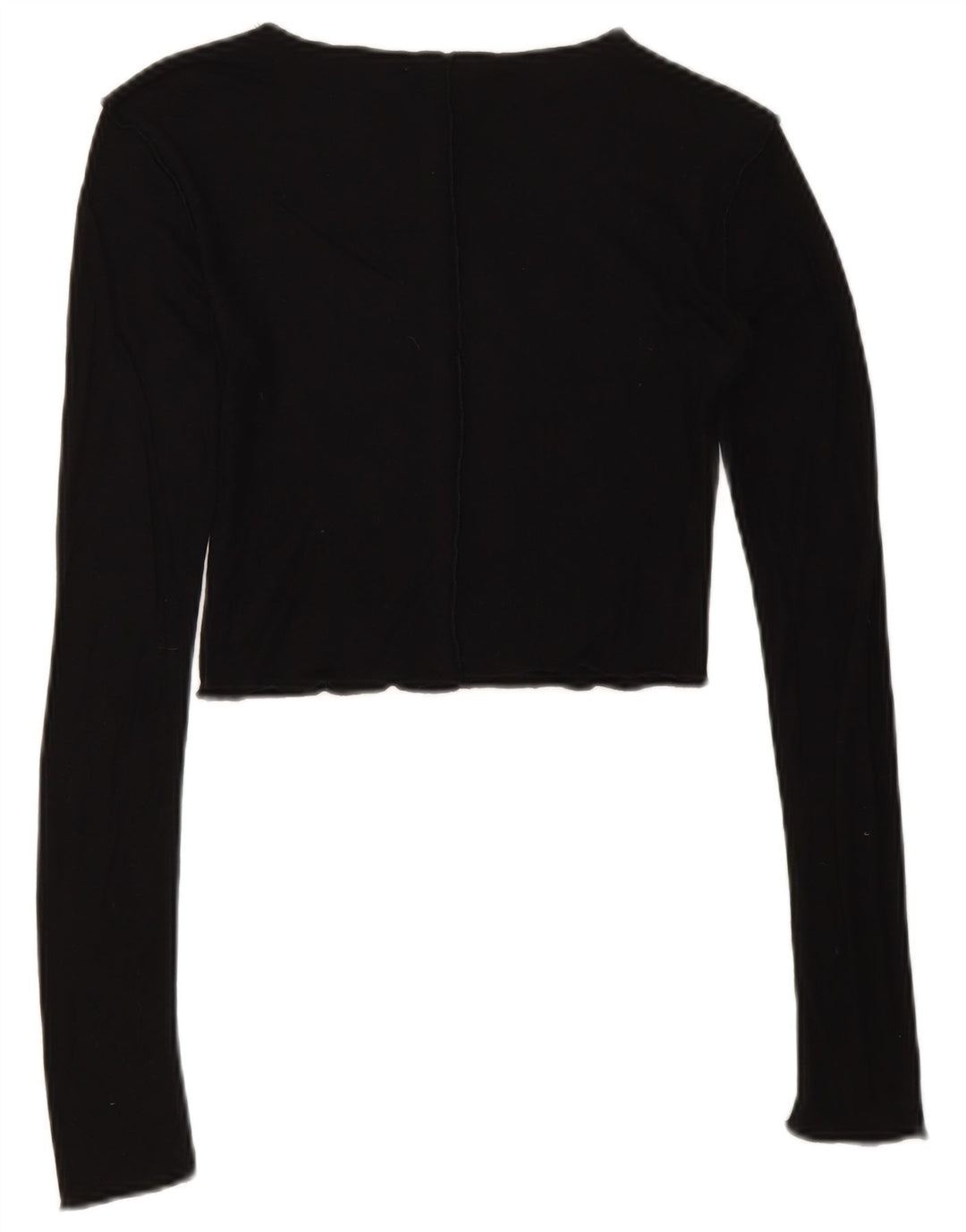 Zara Womens Crop Top Long Sleeve UK 8 Small Black