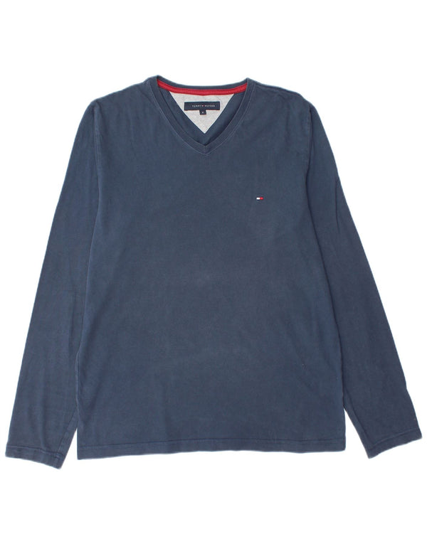 TOMMY HILFIGER Mens Top Long Sleeve Medium Navy Blue Cotton