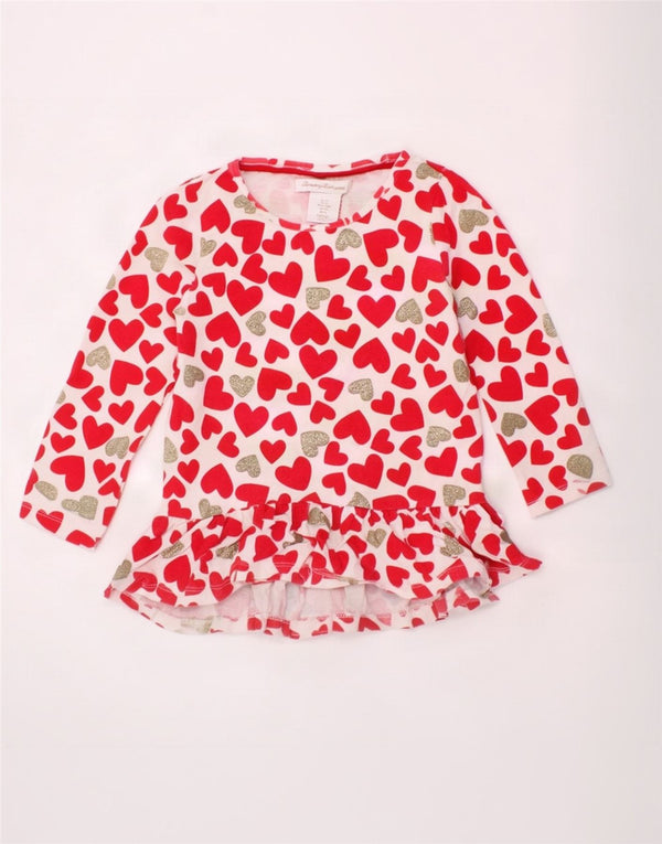 Tommy Bahama Girls Top Long Sleeve 3-4 Years Red Cotton Heart