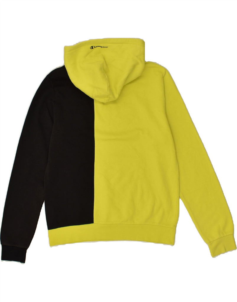 CHAMPION Boys Graphic Hoodie Jumper 15-16 Years 2XL Yellow Colourblock | Vintage Champion | Thrift | Second-Hand Champion | Used Clothing | Messina Hembry 