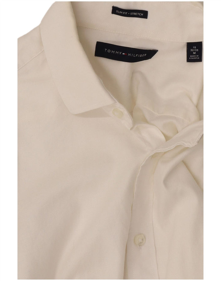Tommy Hilfiger Mens Slim Fit Shirt Size 15 Medium White Cotton