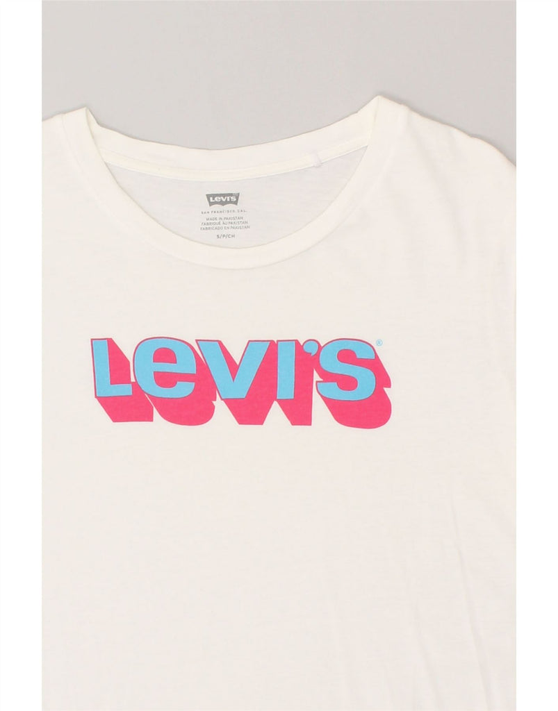 LEVI'S Womens Graphic T-Shirt Top UK 10 Small White | Vintage Levi's | Thrift | Second-Hand Levi's | Used Clothing | Messina Hembry 