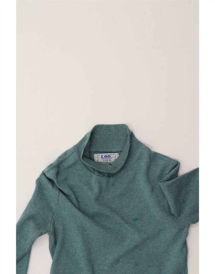 LEE Womens Crop Turtle Neck Jumper Sweater UK 12 Medium Green Cotton Vintage Lee and Second-Hand Lee from Messina Hembry 