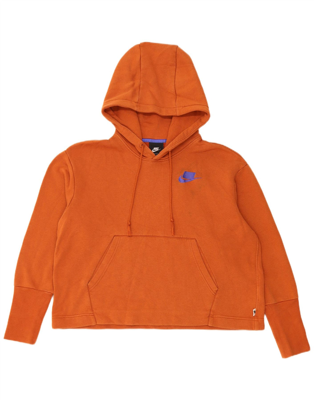 Nike Womens Oversized Hoodie Jumper UK 14 Medium Orange Cotton