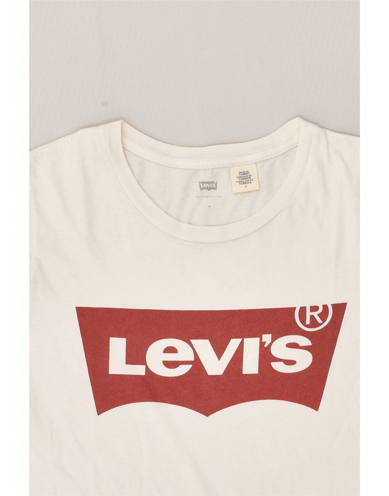 LEVI'S Womens Graphic T-Shirt Top UK 12 Medium White Cotton | Vintage Levi's | Thrift | Second-Hand Levi's | Used Clothing | Messina Hembry 