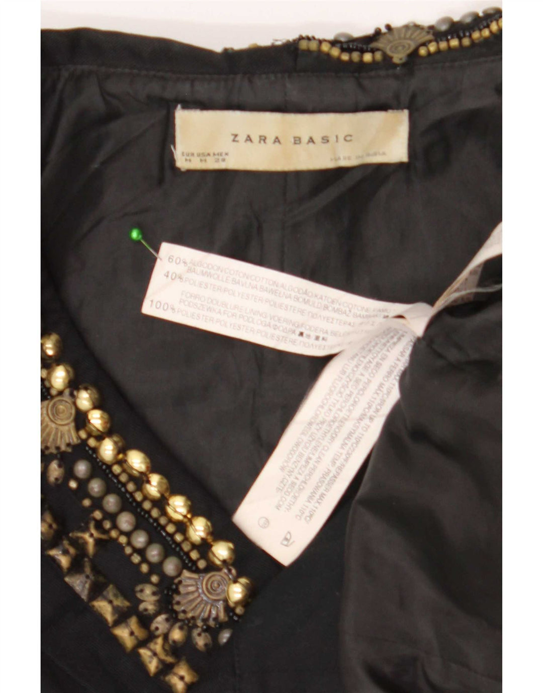 Zara Womens Waistcoat UK 12 Medium Black Cotton