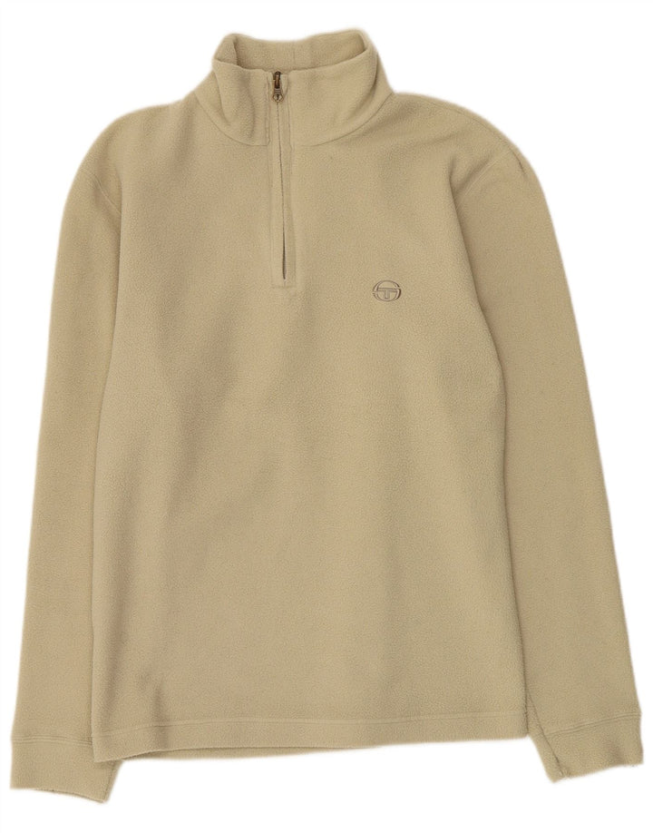 Vintage Womens Zip Neck Fleece Jumper Medium Green