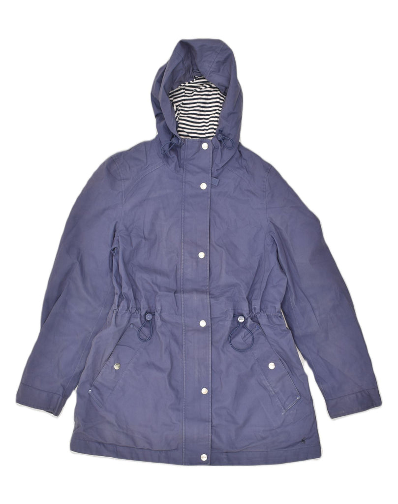 JOULES Womens Hooded Rain Jacket UK 10 Small Blue Cotton | Vintage Joules | Thrift | Second-Hand Joules | Used Clothing | Messina Hembry 