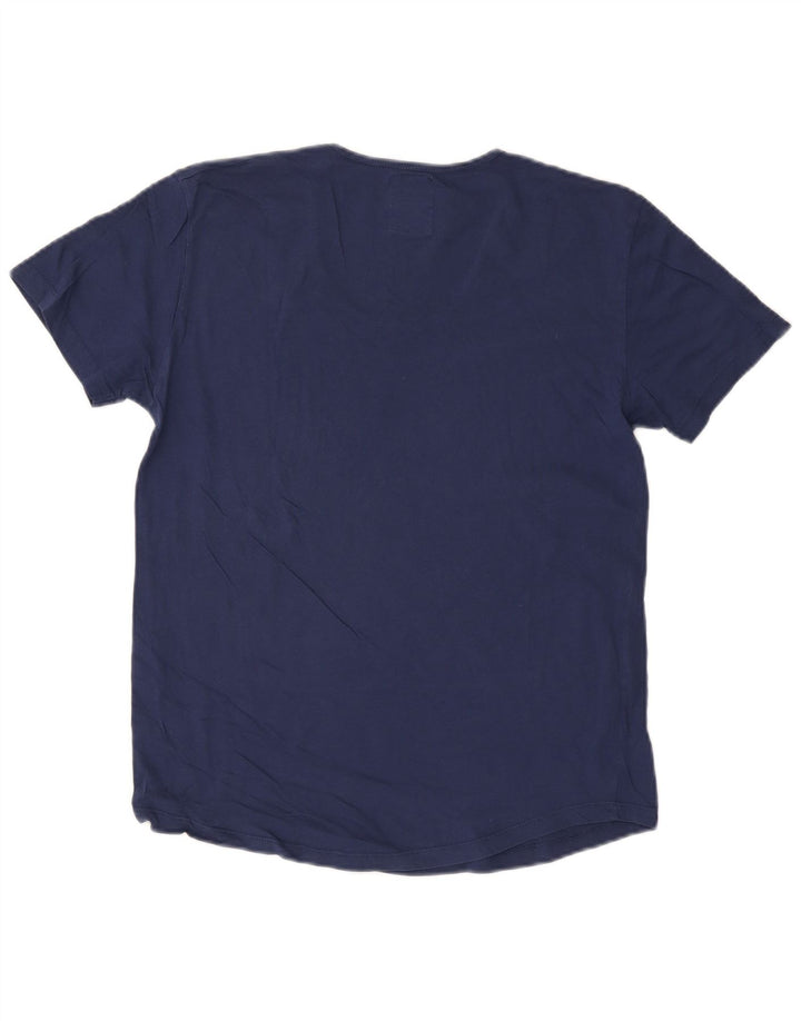 ZARA Womens T-Shirt Top UK 14 Large Navy Blue Cotton