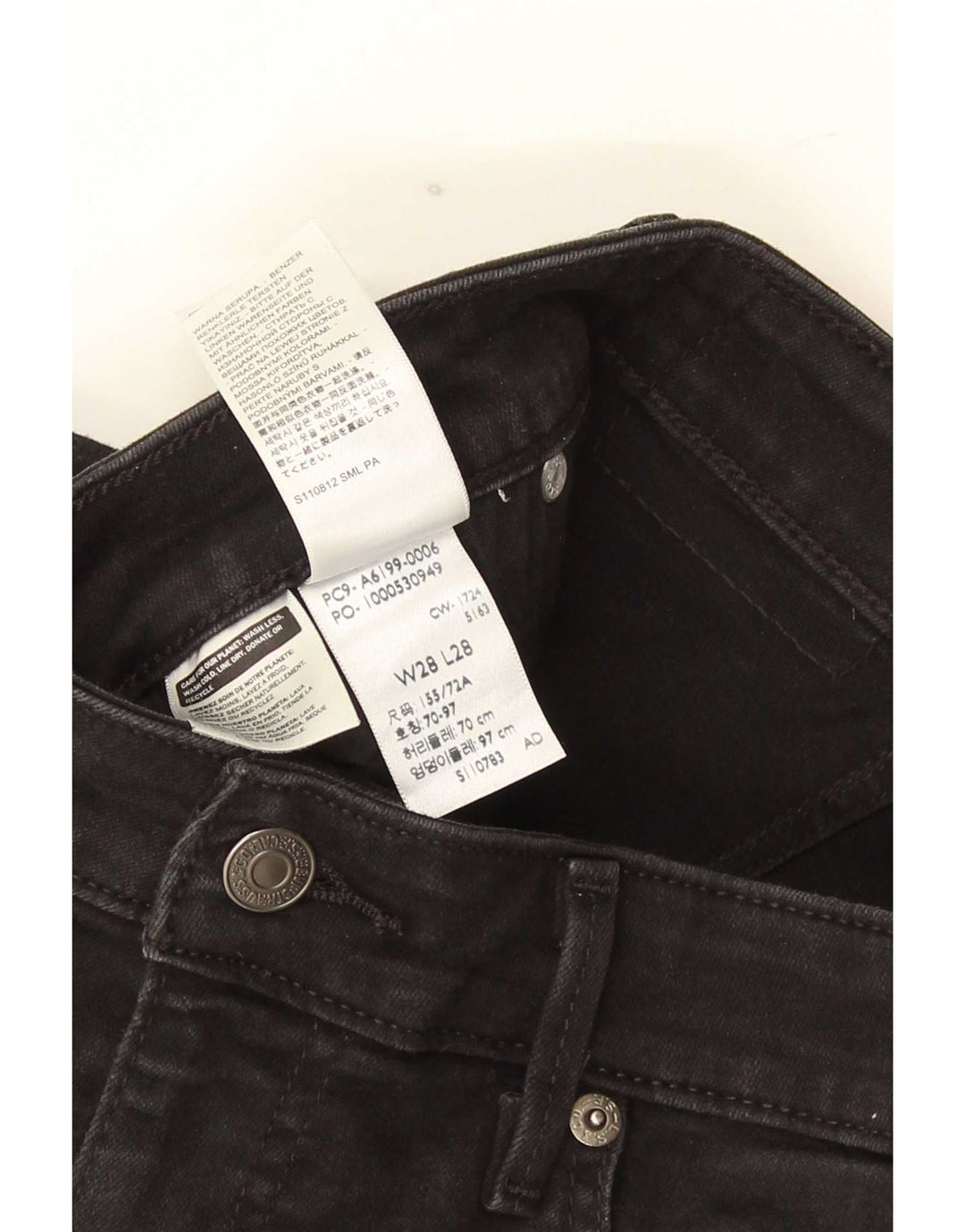 Levi's Womens 712 Slim Jeans W28 L28 Black Cotton