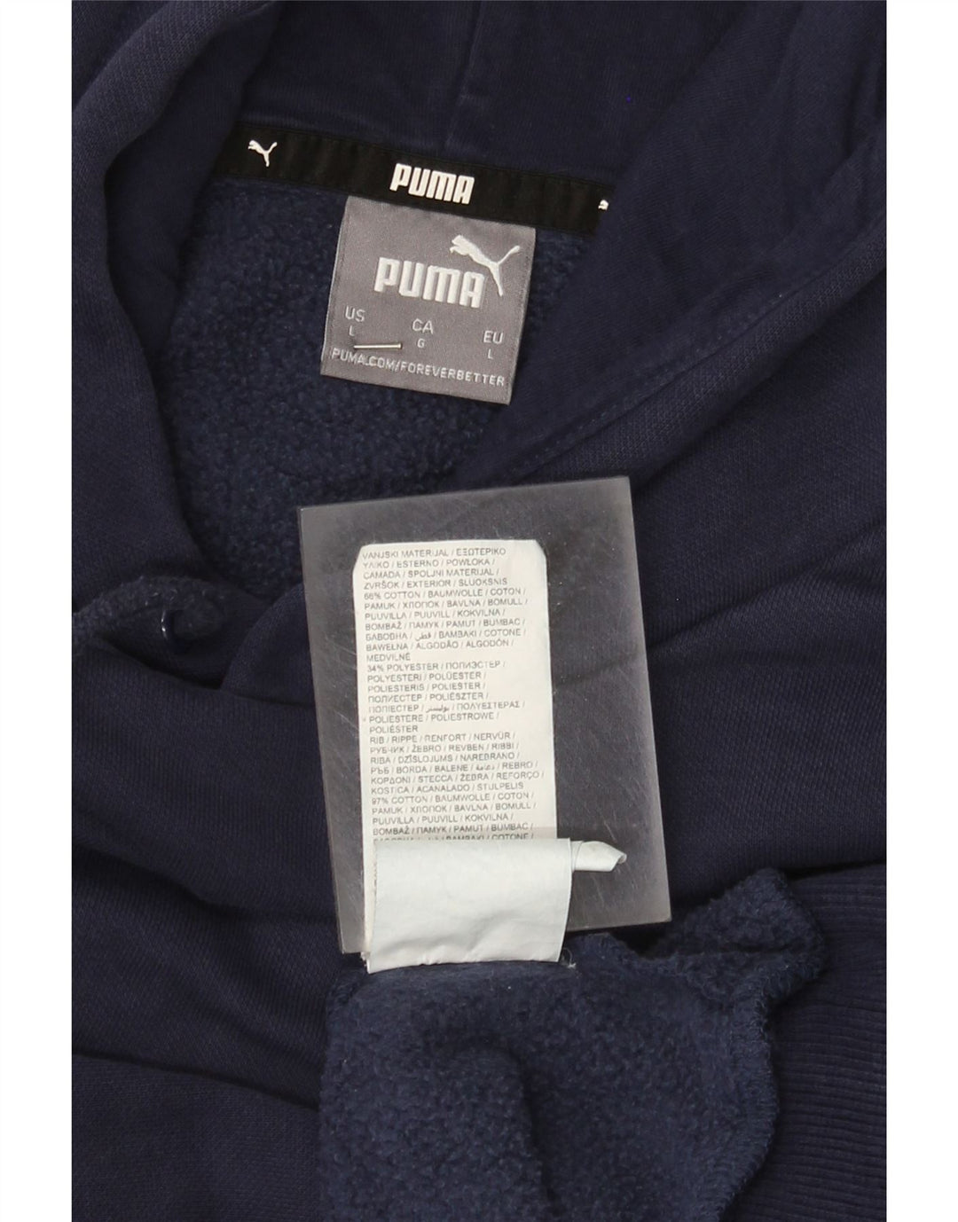 Puma Mens Hoodie Jumper Large Navy Blue Cotton