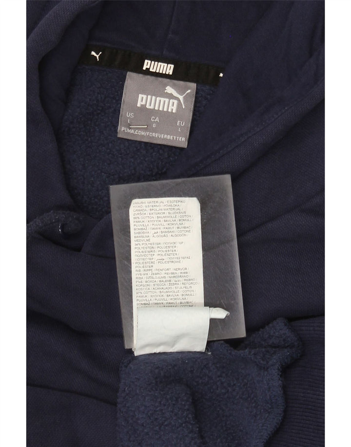 Puma Mens Hoodie Jumper Large Navy Blue Cotton
