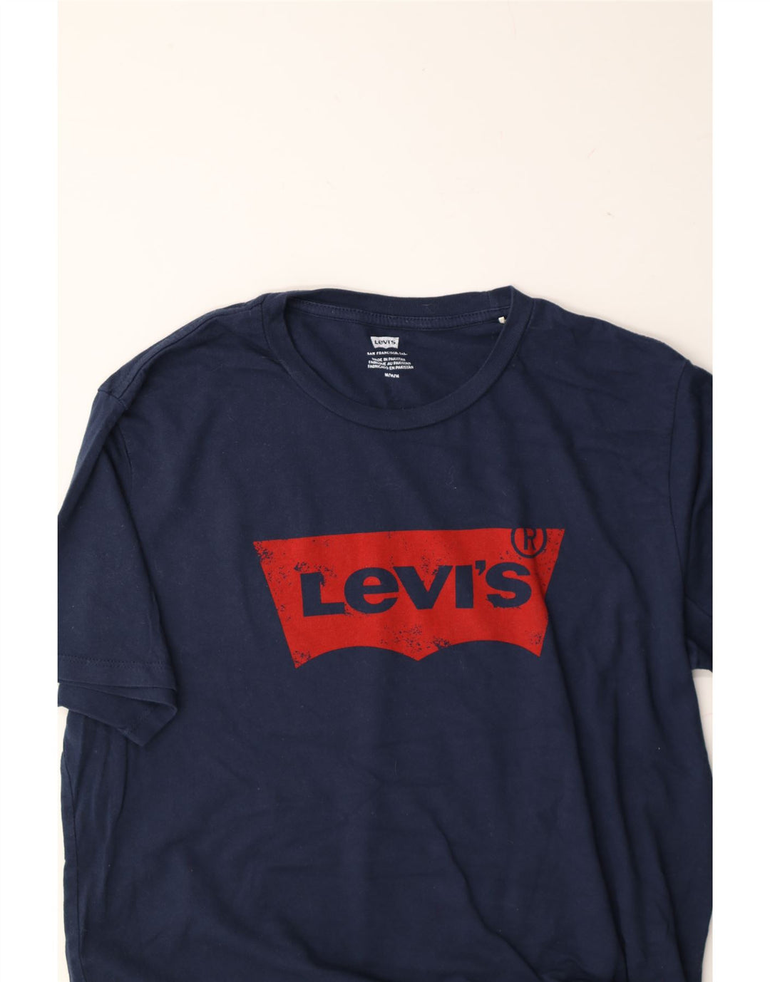 LEVI'S Mens Graphic T-Shirt Top Medium Navy Blue Cotton Vintage Levi's and Second-Hand Levi's from Messina Hembry 