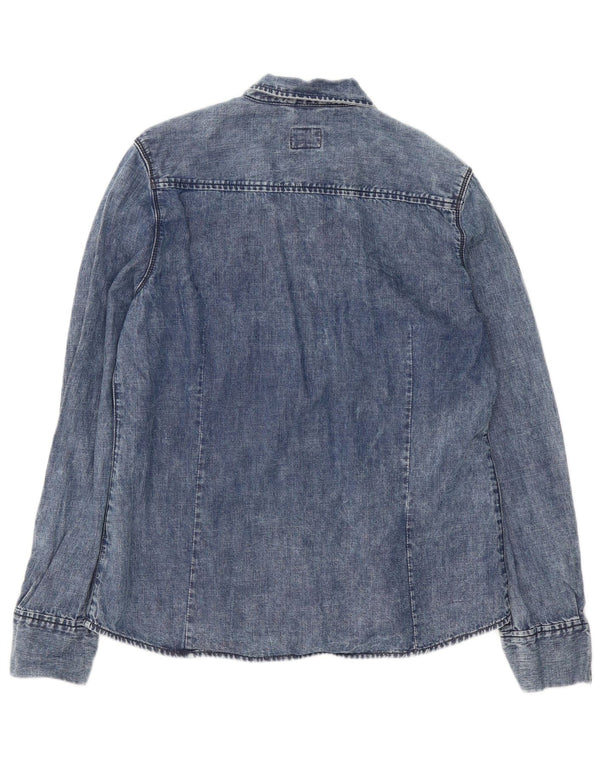 Superdry Womens Denim Shirt UK 18 XL Blue Cotton
