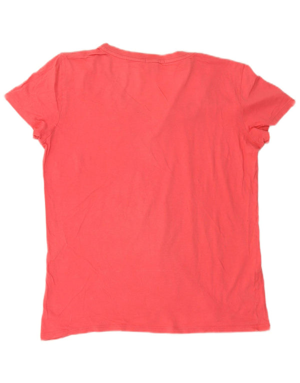 Lacoste Womens T-Shirt Top Size 42 Large Pink Cotton