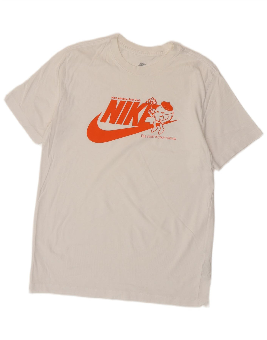 NIKE Mens Graphic T-Shirt Top Medium Off White Cotton