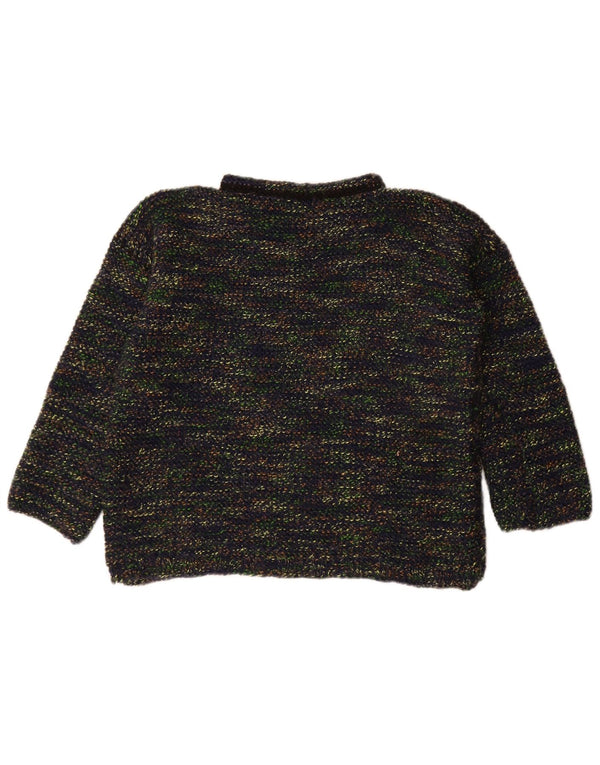 Vintage Womens Turtle Neck Jumper Sweater UK 14 Large Navy Blue Flecked