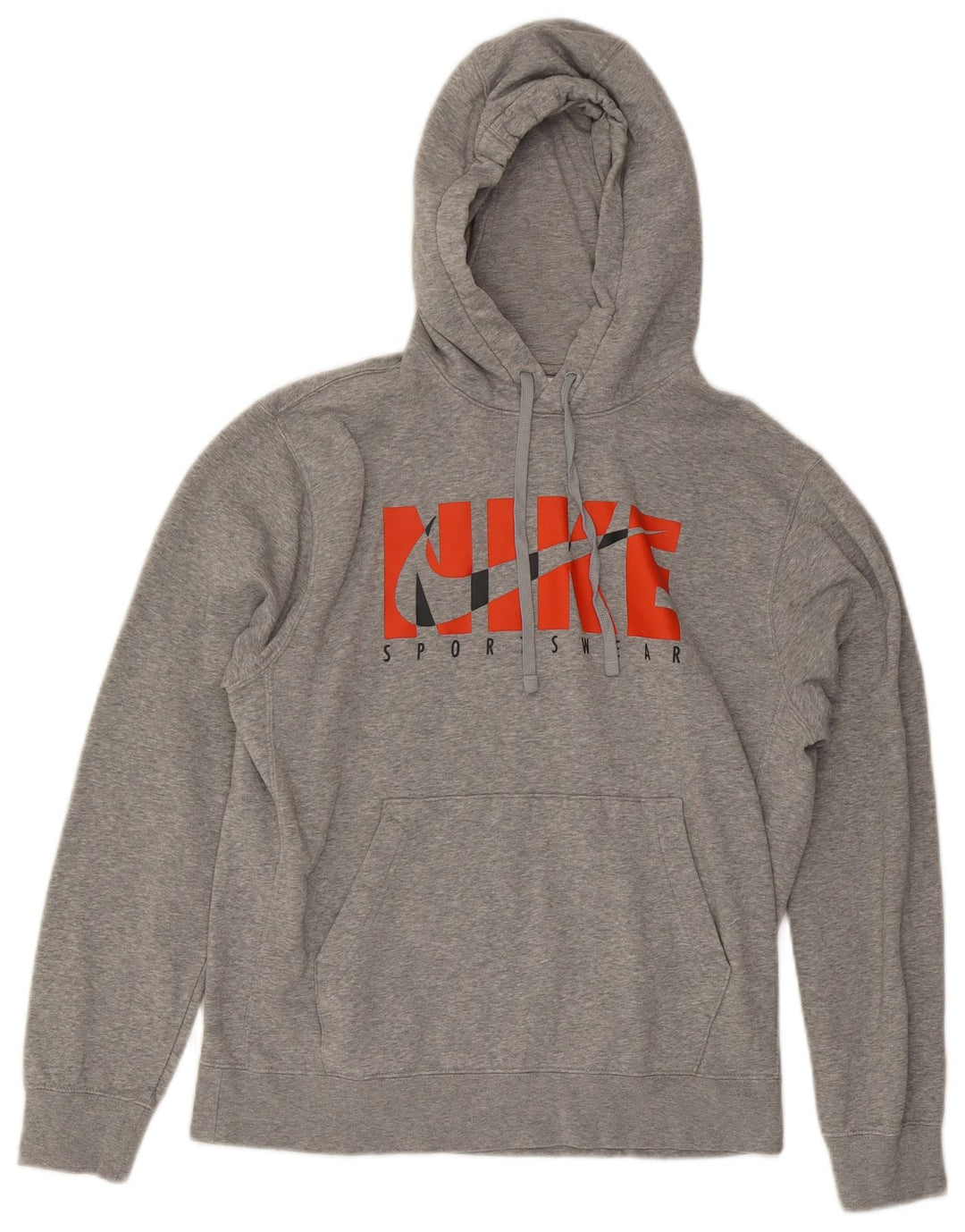NIKE Mens Graphic Hoodie Jumper Medium Grey Cotton
