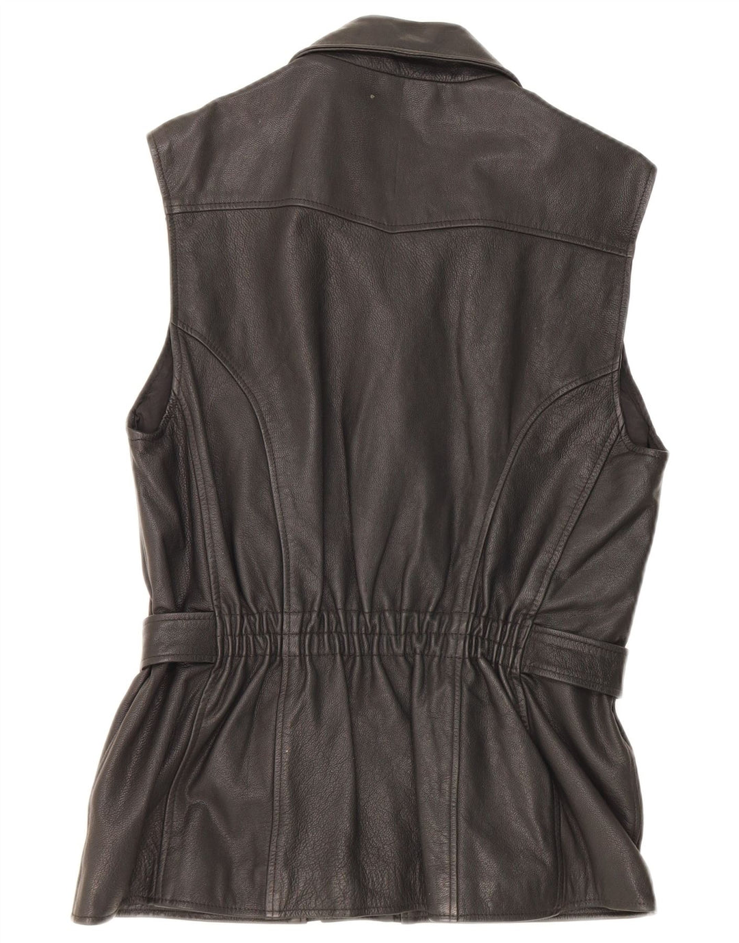 Vintage Womens Leather Gilet EU 38 Medium Black