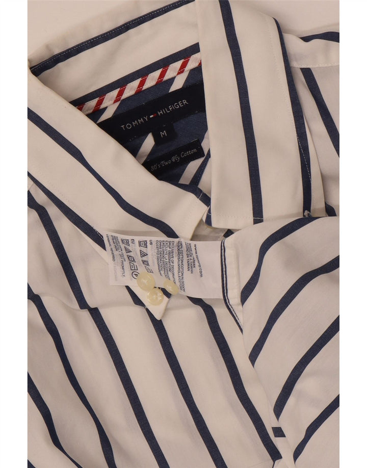 Tommy Hilfiger Mens Shirt Medium White Striped Cotton