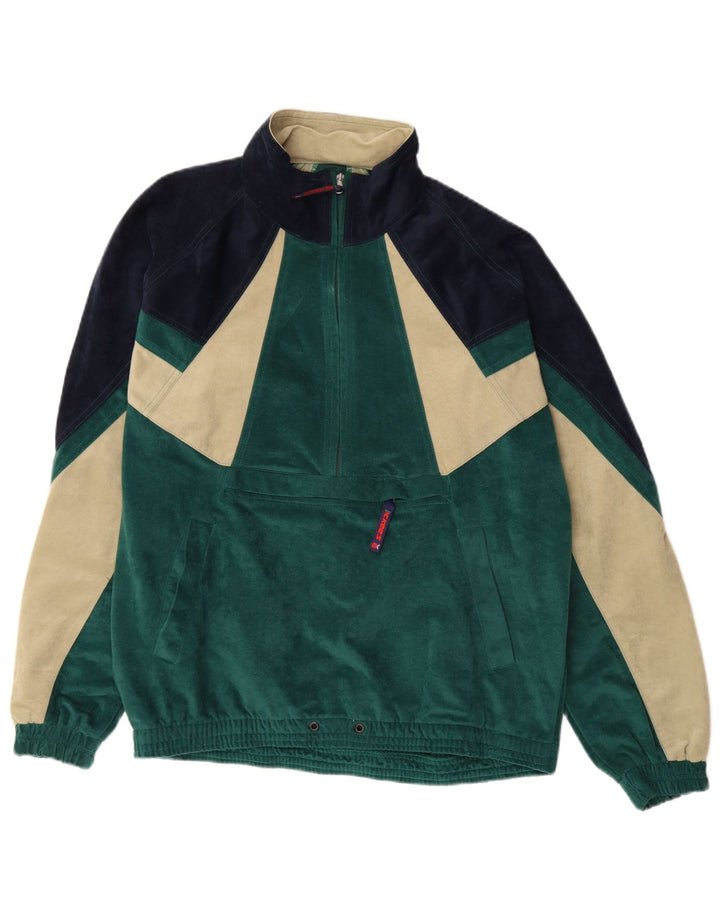 MC KEE'S Mens Velour Full Tracksuit Medium  Green Colourblock Polyester