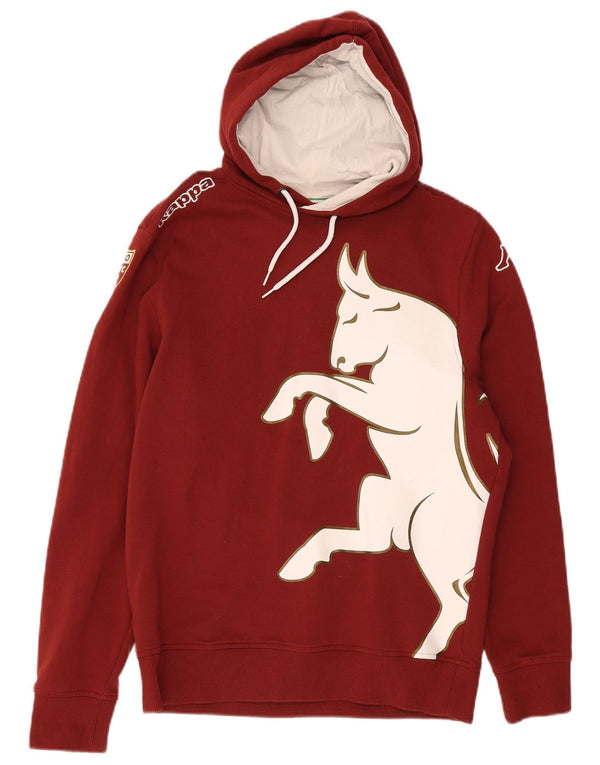 Kappa Mens Graphic Hoodie Jumper Large Maroon Cotton