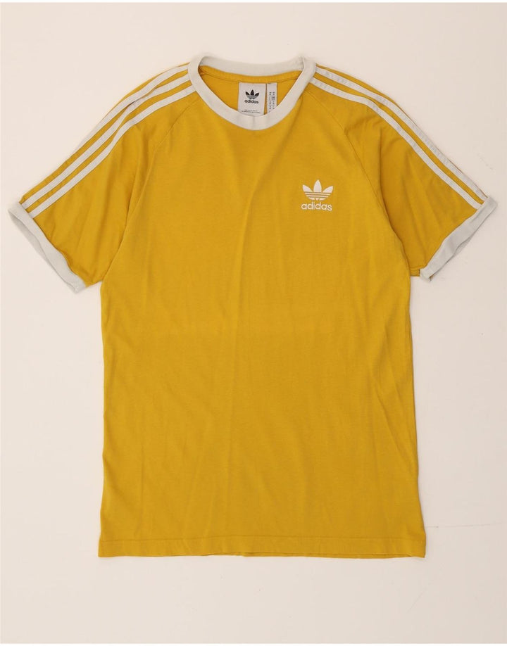 Adidas Mens T-Shirt Top Medium Yellow Cotton