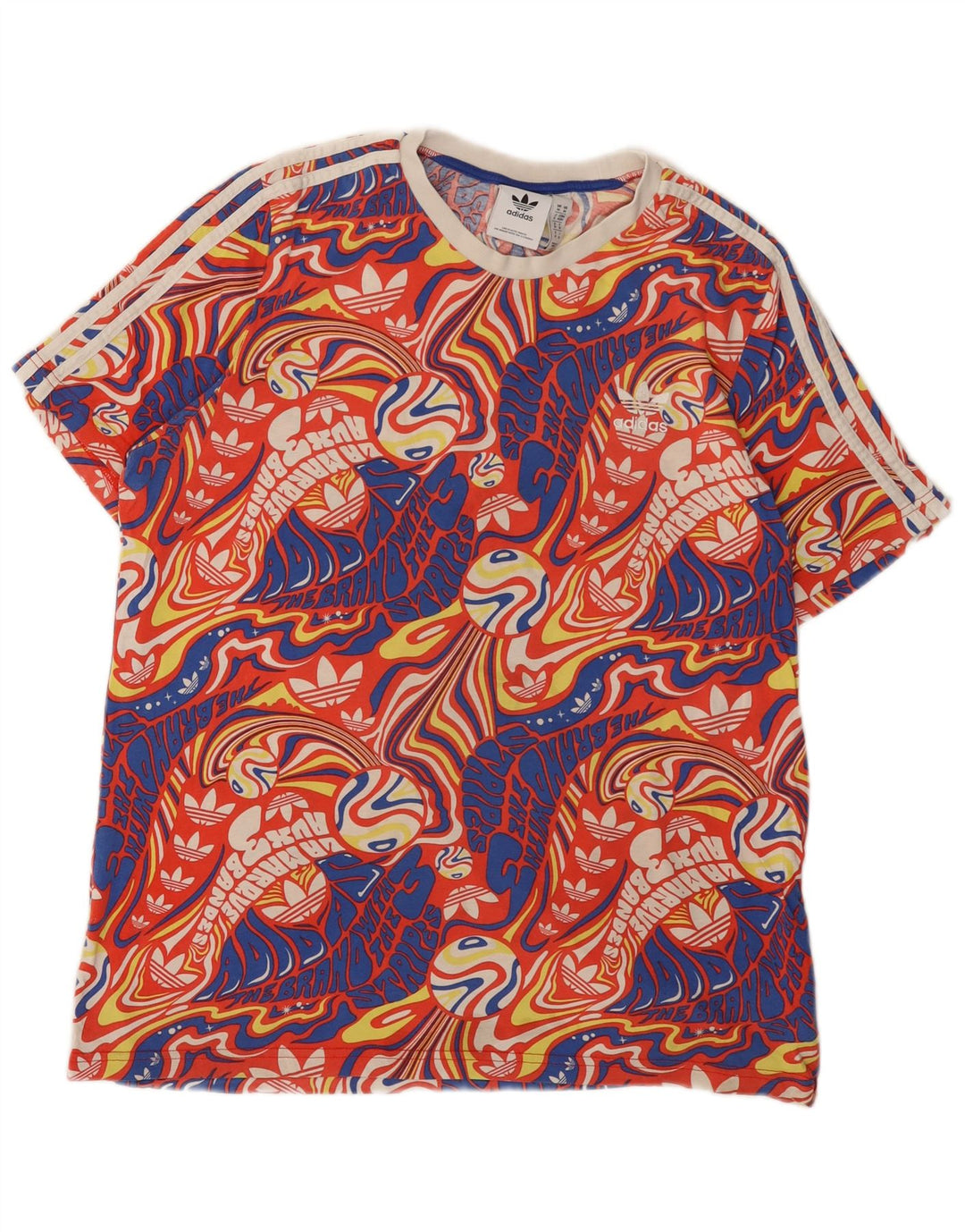 Adidas Mens Graphic T-Shirt Top Medium Multicoloured Cotton