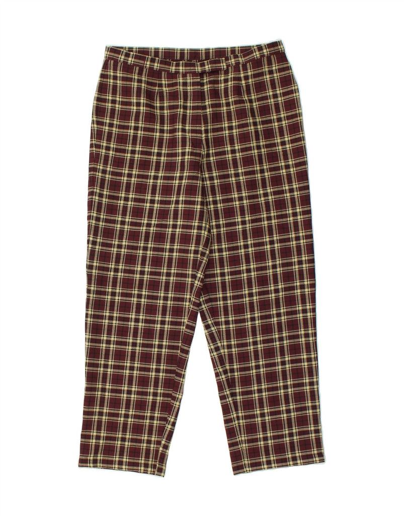 VINTAGE Womens Straight Casual Trousers IT 48 XL W36 L27 Maroon Check Vintage Vintage and Second-Hand Vintage from Messina Hembry 