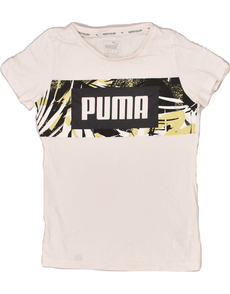 PUMA Boys Graphic T-Shirt Top 7-8 Years White Cotton | Vintage Puma | Thrift | Second-Hand Puma | Used Clothing | Messina Hembry 